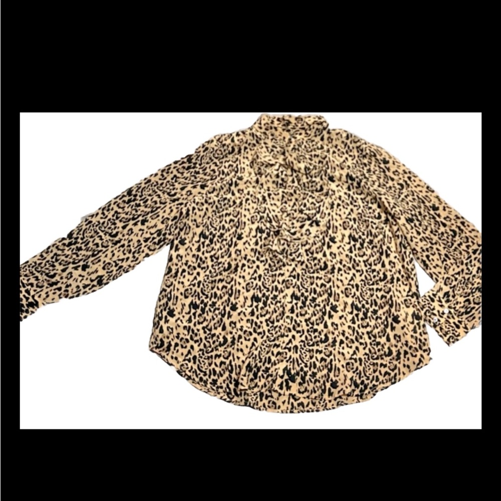 NWT J. Crew Leopard Ruffle Blouse Size 16